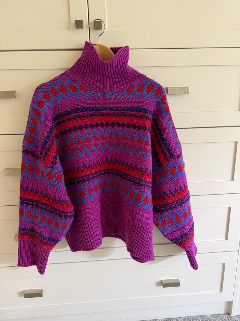 rag & bone fair isle chunky knit turtleneck sweater 100% wool